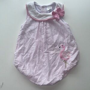 Sunshine Baby Seerksucker Flamingo Bubble Romper 18m Easter